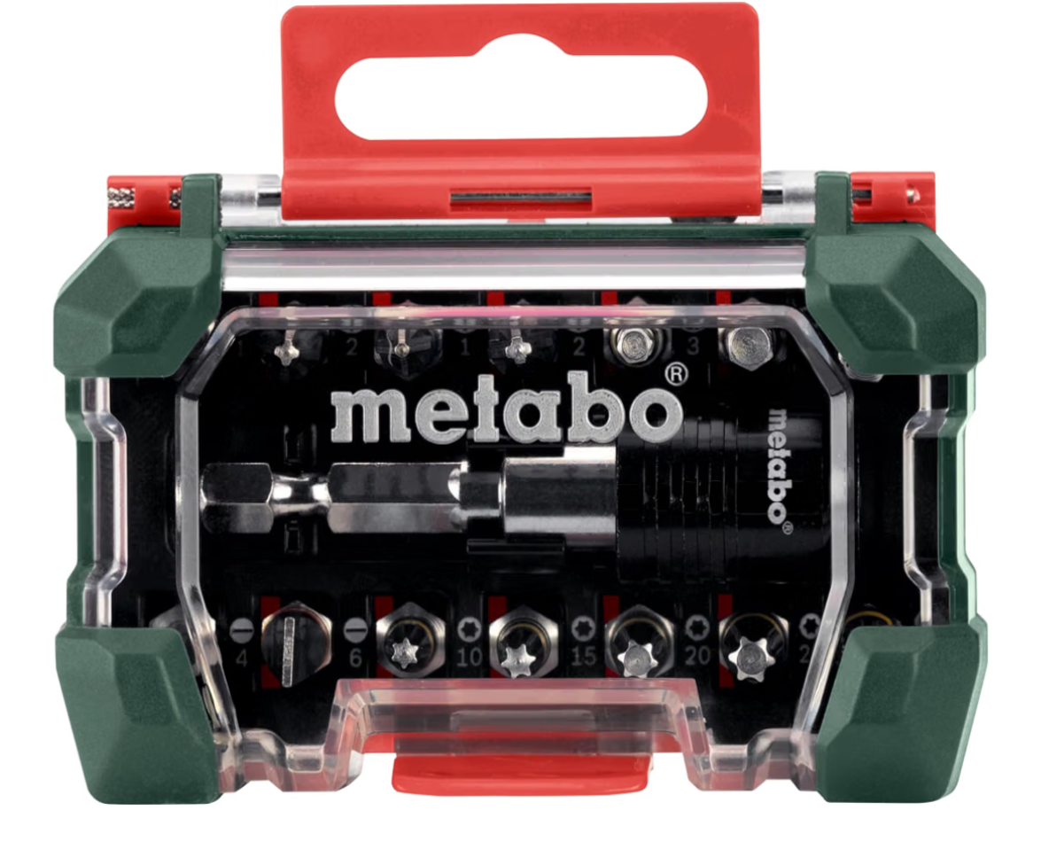 Metabo 626703000 zestaw bitów do wkrętaków 15 sztuk w wytrzymałym pudełku PH PZ SL i Torx