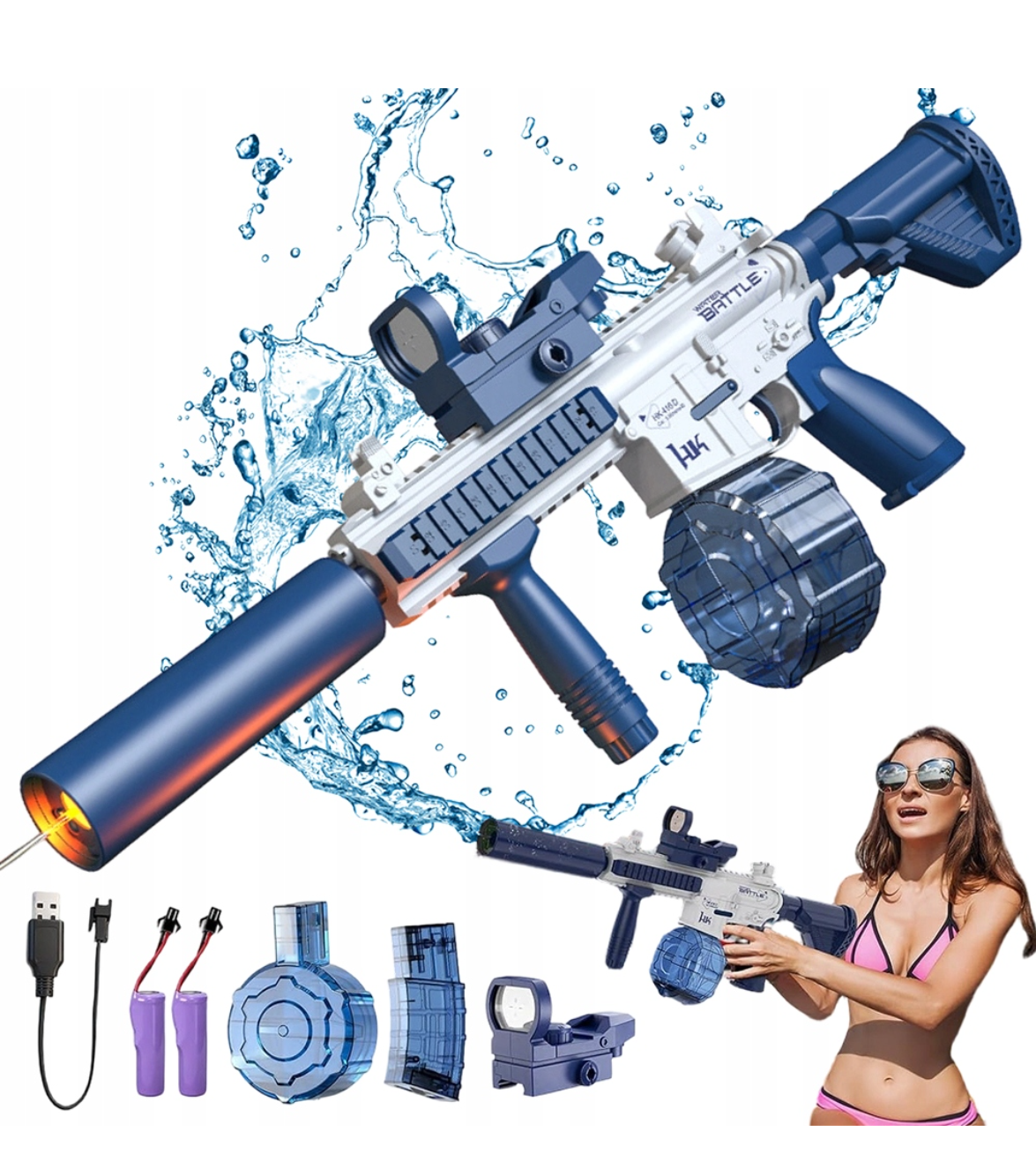 Elektryczny Automatyczny Pistolet Na Wodę Mocny Karabin Xl Z Led