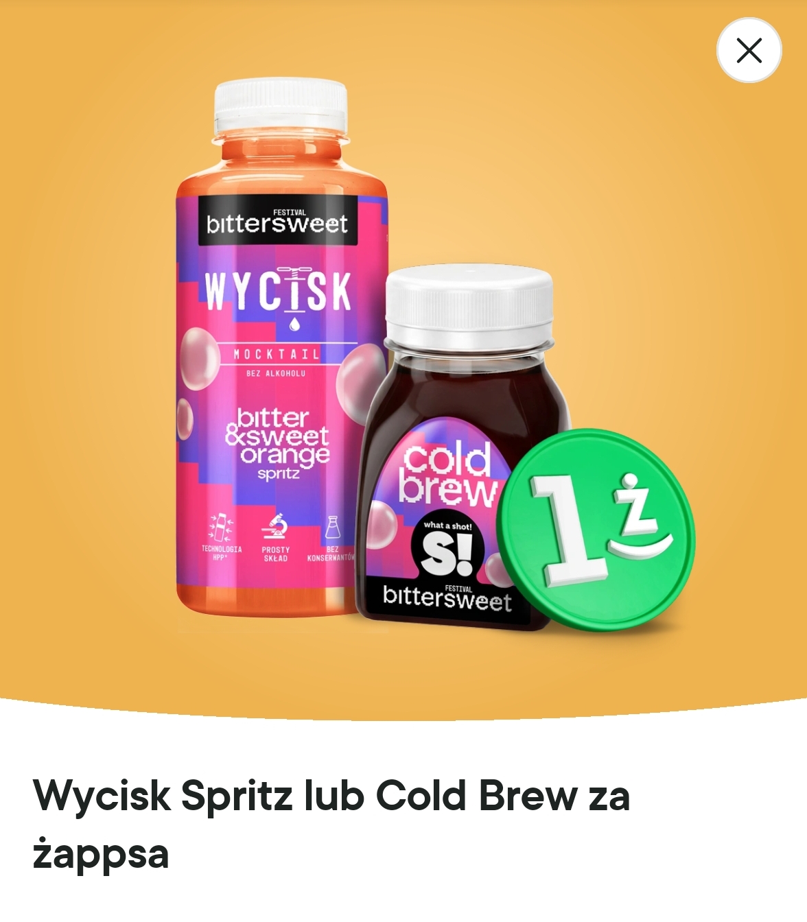 Wycisk Spritz lub Cold Brew za 1 zappsa
