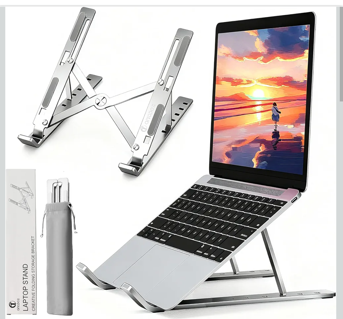 Stojak na Laptopa Regulacja 6 Kątów Srebrna Stop Aluminium Do Laptopów 10-16"