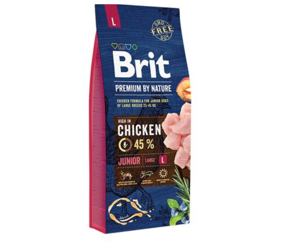 Karma dla szczeniąt Brit Premium By Nature Junior L sucha z kurczakiem 15 kg