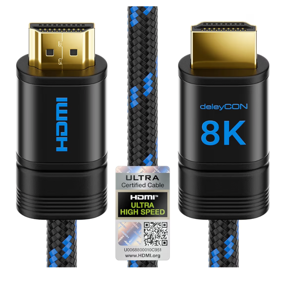 deleyCON 1,5m Kabel HDMI 2.1b 8K 48G Ultra High Speed Certyfikowany 8K@60Hz 4K@144Hz 120Hz. W opisie 2 metry