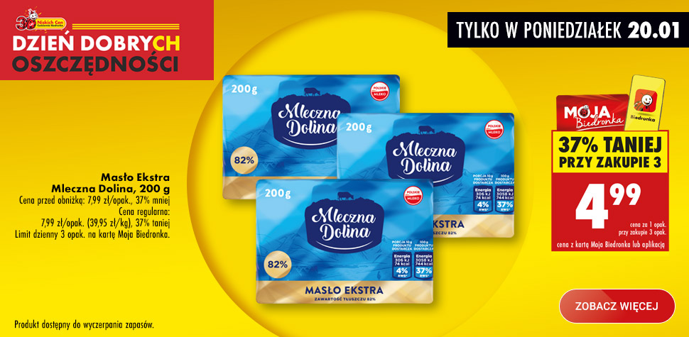 Masło mleczna dolina przy zakupie 3szt.