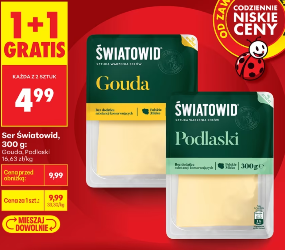 [Biedronka] Ser żółty Światowid gouda/podlaski 300g 1+1 gratis