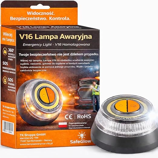 Lampa ostrzegawcza V16 2026 z homologacją – (Trójkąt ostrzegawczy / awaryjny)