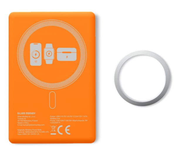 Powerbank Silver Monkey Smart 5 000 mAh MagSafe UltraSlim 3w1 Kosmiczny pomarańcz