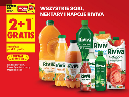 Wszystkie soki, nektary i napoje RIVIVA (2+1 GRATiS)
