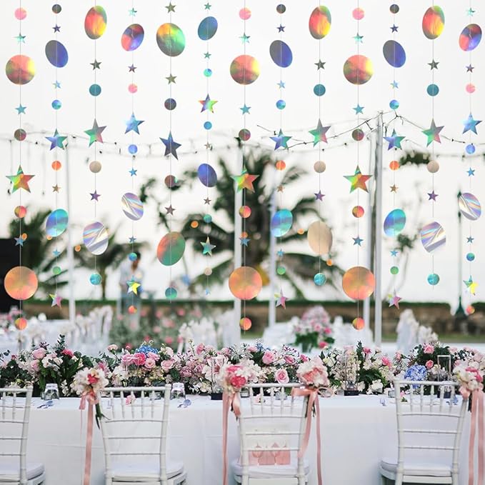 AYESY holograficzna girlanda dekoracyjna 52 m okrągła gwiazda