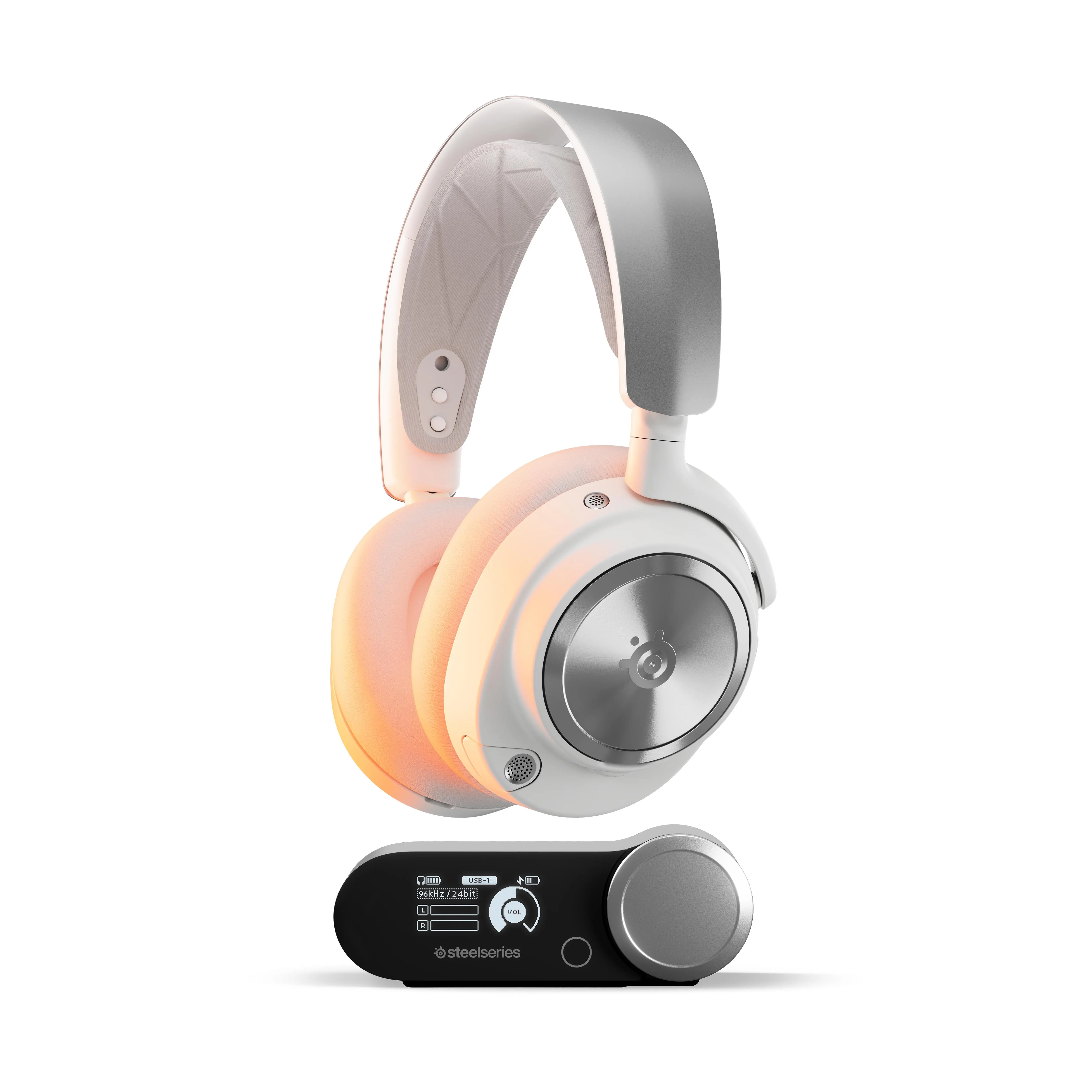 Słuchawki bezprzewodowe z mikrofonem SteelSeries Arctis Nova Pro Wireless, Nauszne, Biały