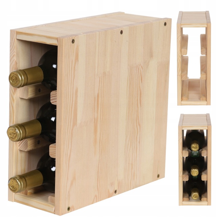 Stojak na wino szafka na butelki regał na wino MODUŁOWY 3 butelki SOLIDNY