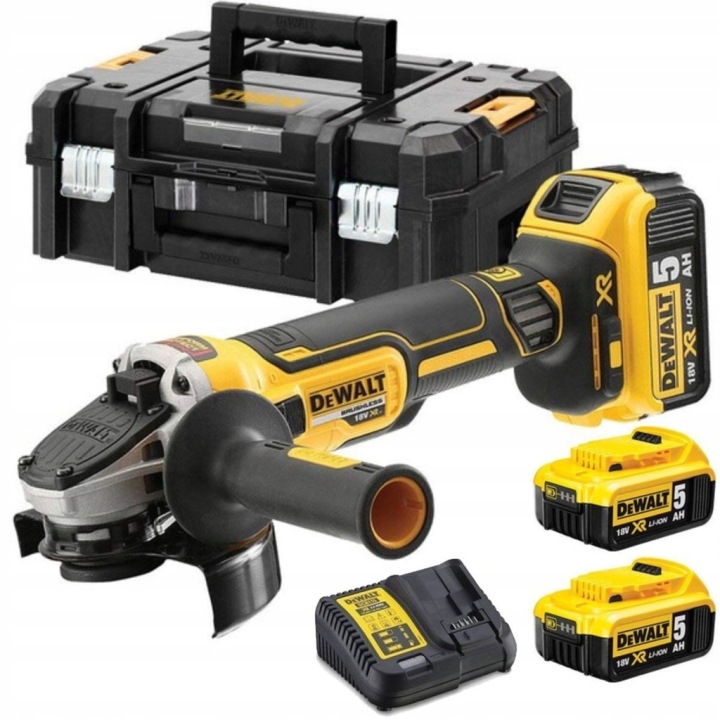 Szlifierka kątowa DeWalt DCG405P3 125mm 18V + 3x akumulatory 5Ah + szyb. ładow.