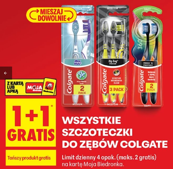 Wszystkie szczoteczki do zębów Colgate (1+1 GRATiS)