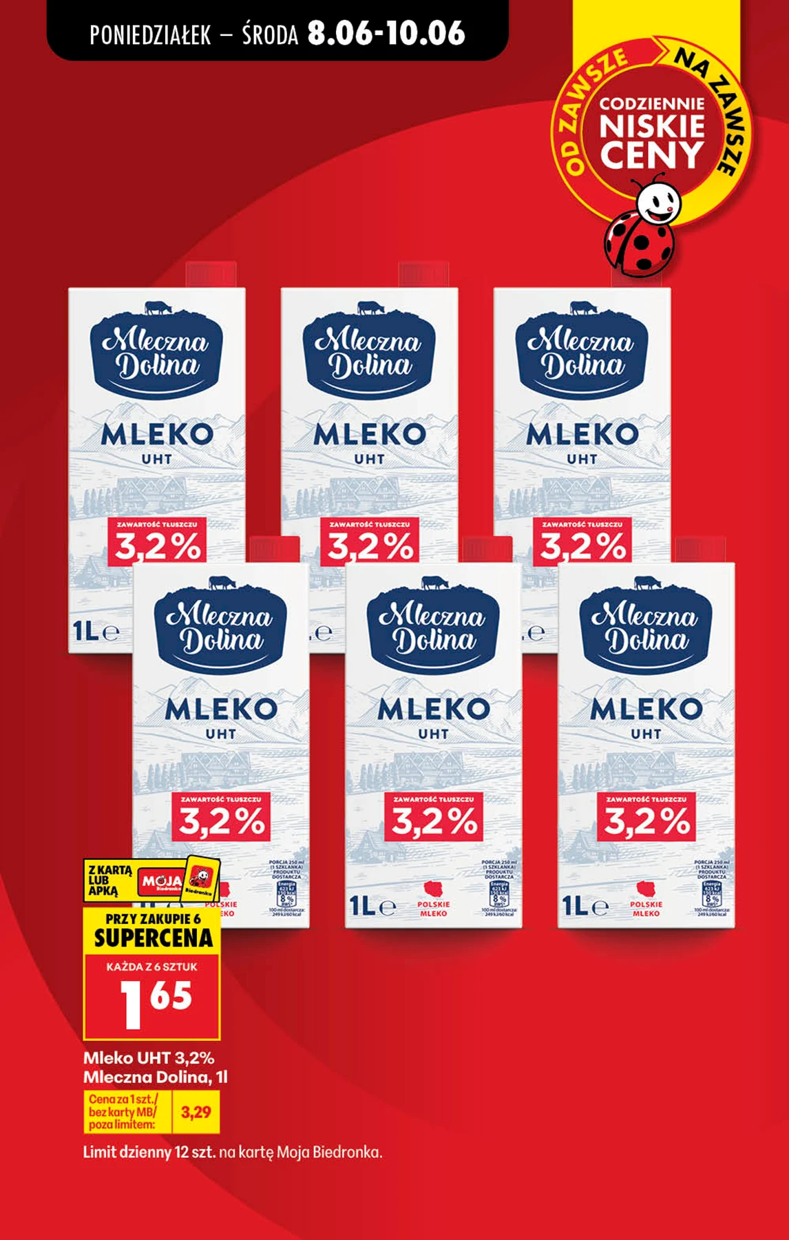 Mleko UHT 3,2% Mleczna Dolina w Biedronce
