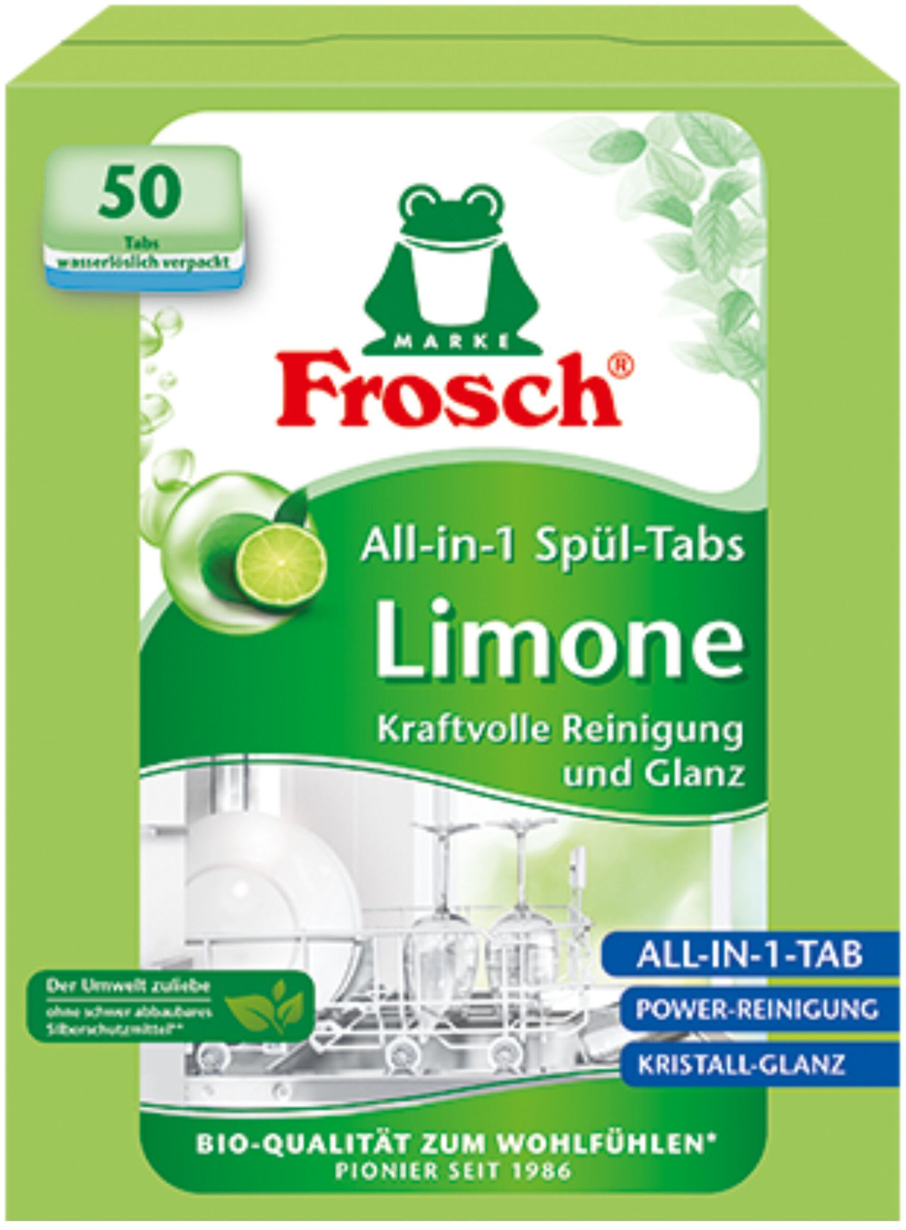 Tabletki do zmywarek FROSCH Limonkowe All in 1 - 50 szt