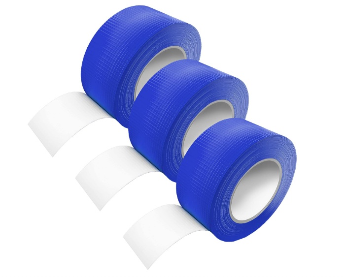 ERBI [50 m x 48 mm taśma pancerna, wodoodporna o ekstremalnej sile klejenia, regulowana taśma pancerna, do ręcznego rozrywania I taśma z tkaniny, taśma Gaffa, taśma Duct Tape (3 x niebieska)