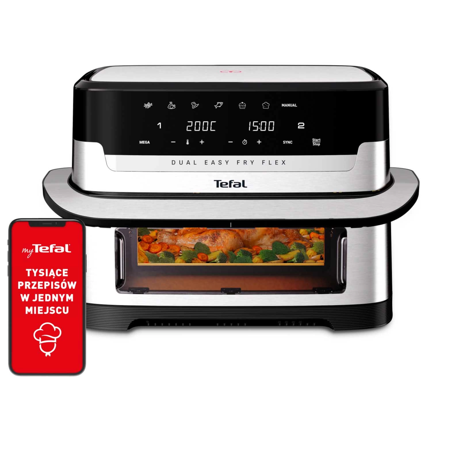 Air fryer Tefal EY922DE0 Flex Dual Easy Fry 2700W 9l Separator Flex Cook Aplikacja mobilna