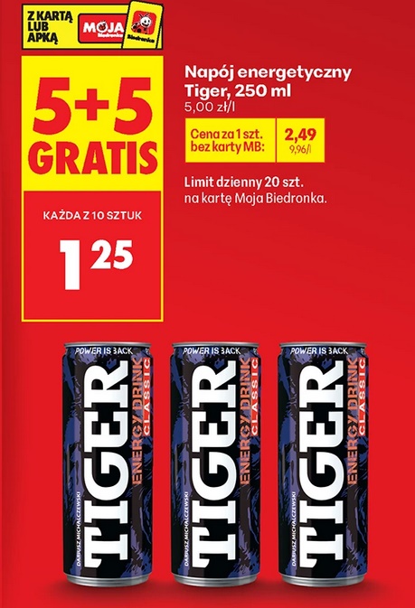 Napój Energetyczny Tiger, 250 ML (5+5 GRATiS)