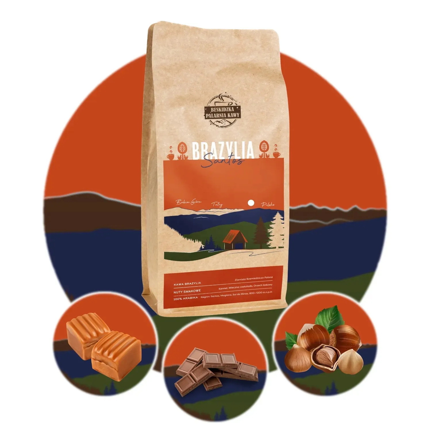 Kawa ziarnista Brazylia Santos 100% Arabica Świeżo Palona 1KG