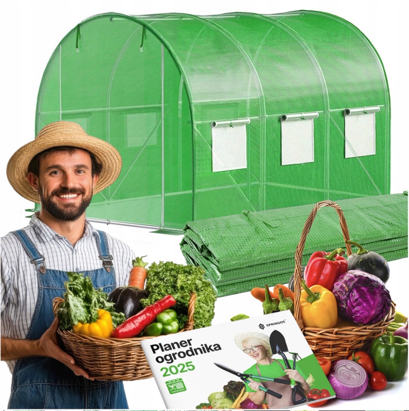 TUNEL FOLIOWY OGRODOWY SZKLARNIA 3x2x2 FOLIA WARZYWA OWOCE UV-4 PREMIUM 6m²