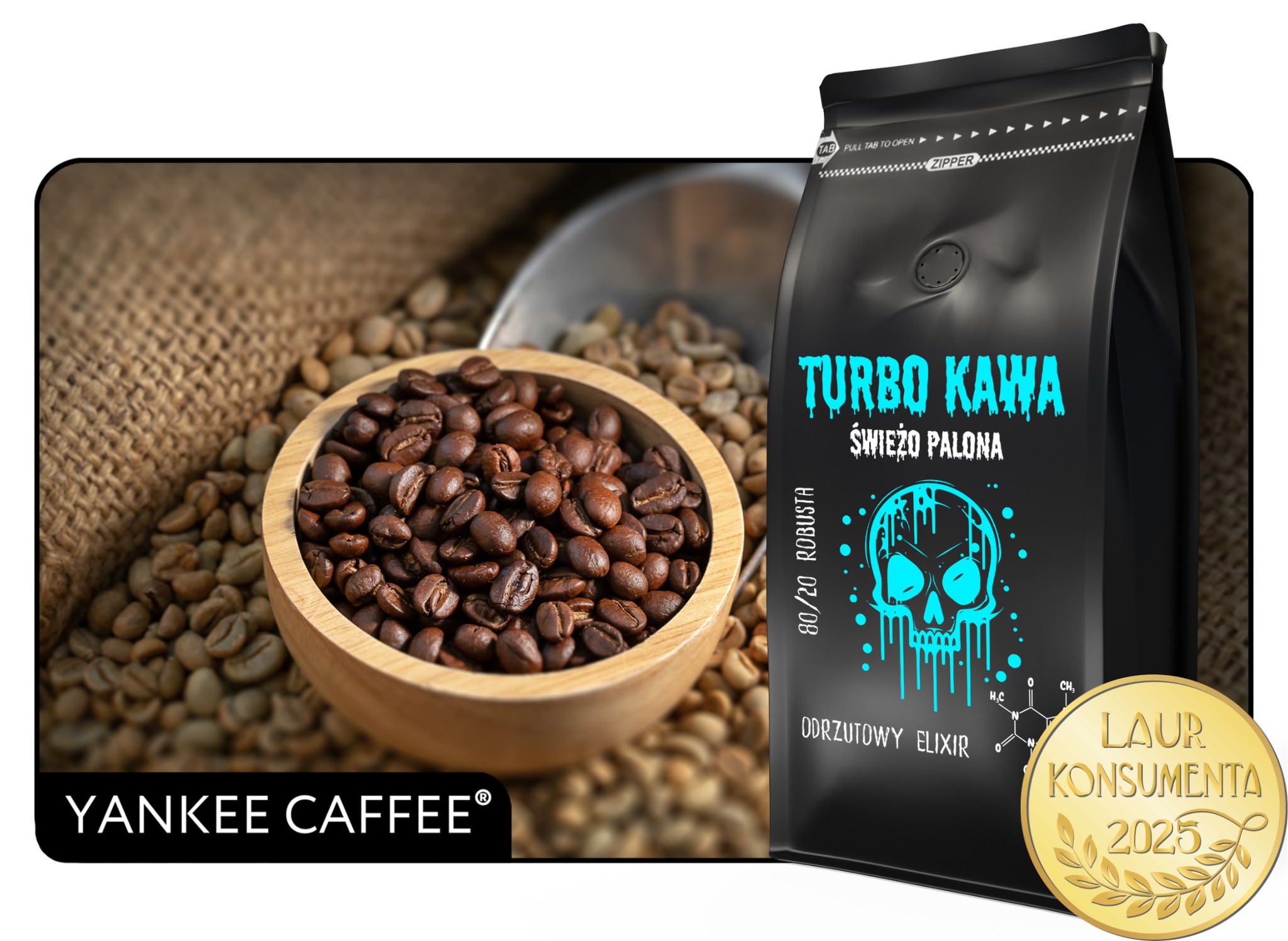 TURBO Kawa ziarnista Do ekspresu 1kg 80/20 Robusta/Arabica ODRZUTOWY ELIXIR