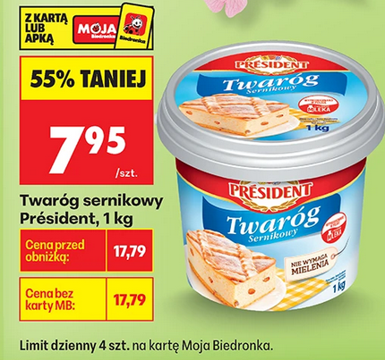 Twaróg sernikowy President, 1 kg