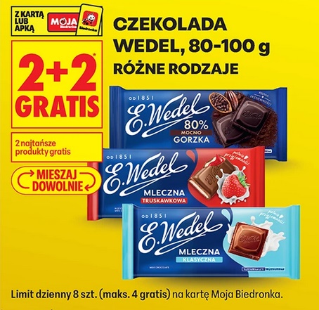 Czekolada Wedel, 80-100g (2+2 GRATiS)