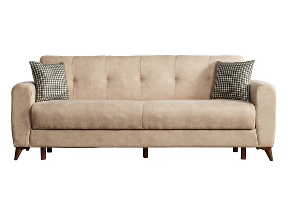 Wersalka trzyosobowa Dorian rozkładana z pojemnikiem szenilowa beżowa