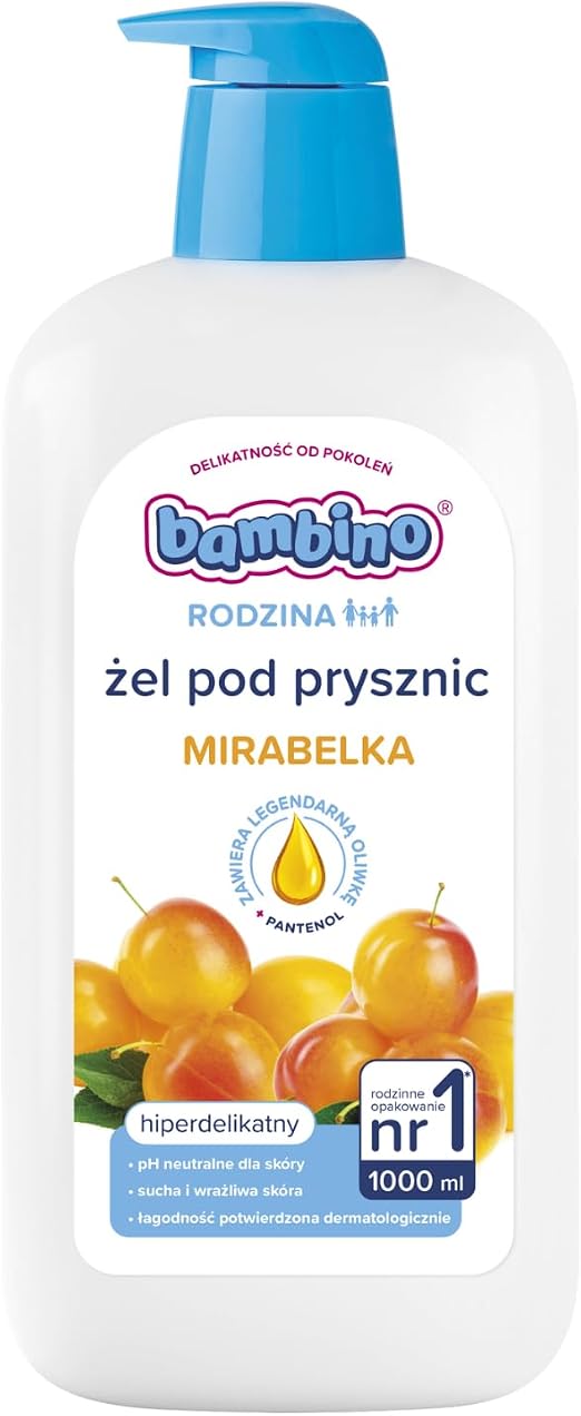 Hiperdelikatny Żel pod prysznic o zapachu mirabelki Bambino 1000 ml