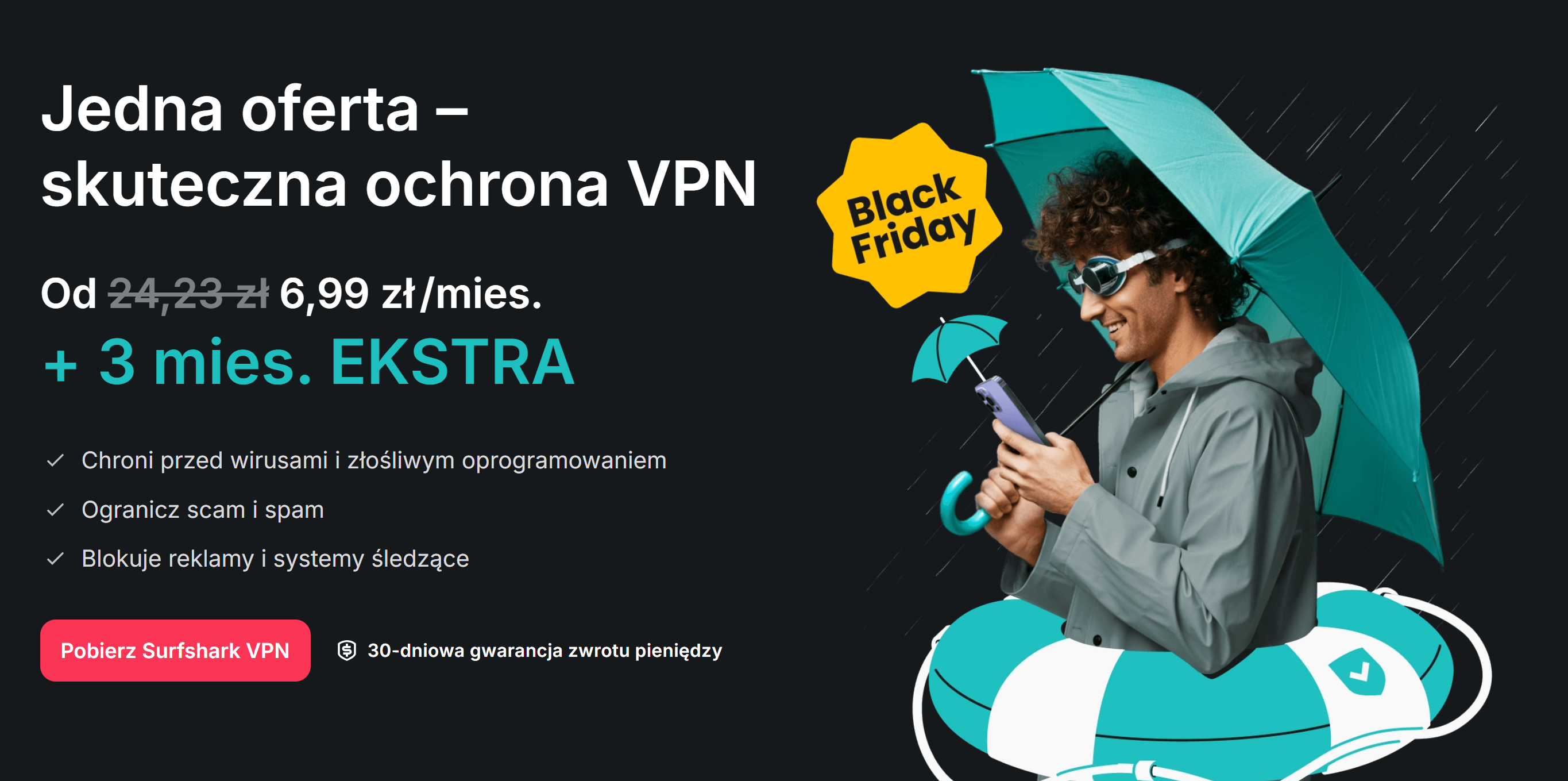 Surfshark VPN na Black Friday i Cyber Monday 2025 od 6,99zł za miesiąc