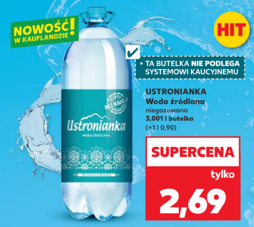 Woda źródlana Ustronianka - bez kaucji 3,001L