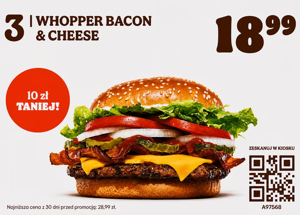 Burger King - WHOPPER BACON & CHEESE (-10 PLN)