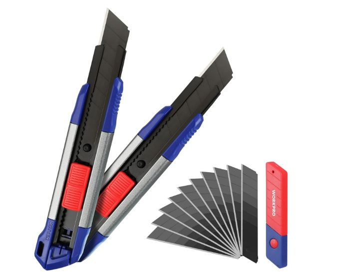 WORKPRO Zestaw 2 noży do cięcia 18 mm, z aluminium + 10 Ostrzy SK5