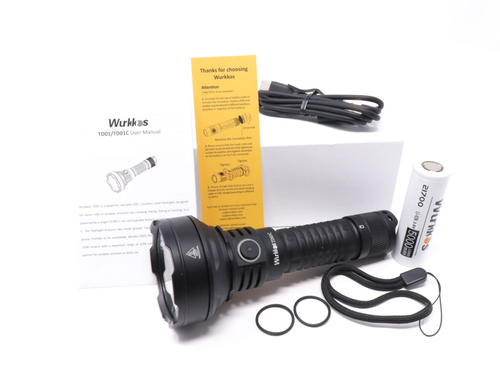 Szperacz Wurkkos TD01C 1800lm 927m (możliwe ~106zł) - latarka EDC, akumulator 5000mAh 21700, BUCK driver, IPX8, ładowanie USB-C -- $33.76