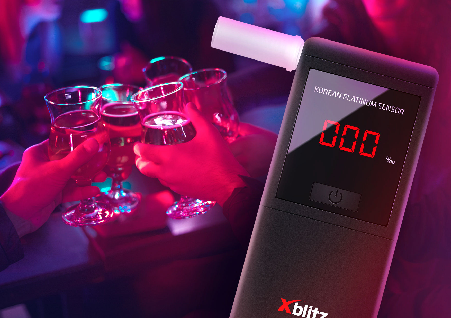 Alkomat elektrochemiczny z zestawem ustników Xblitz Ether