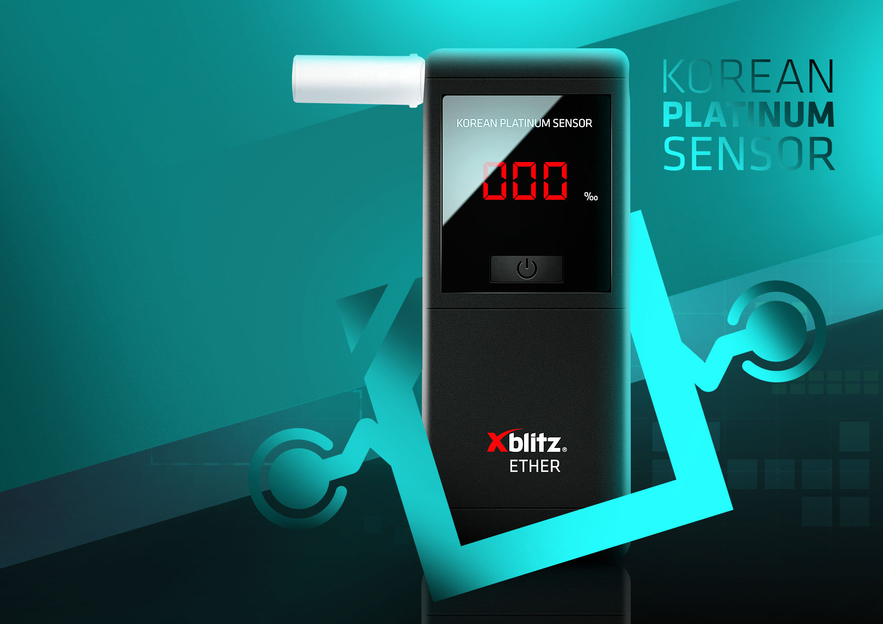 Alkomat elektrochemiczny z zestawem ustników Xblitz Ether