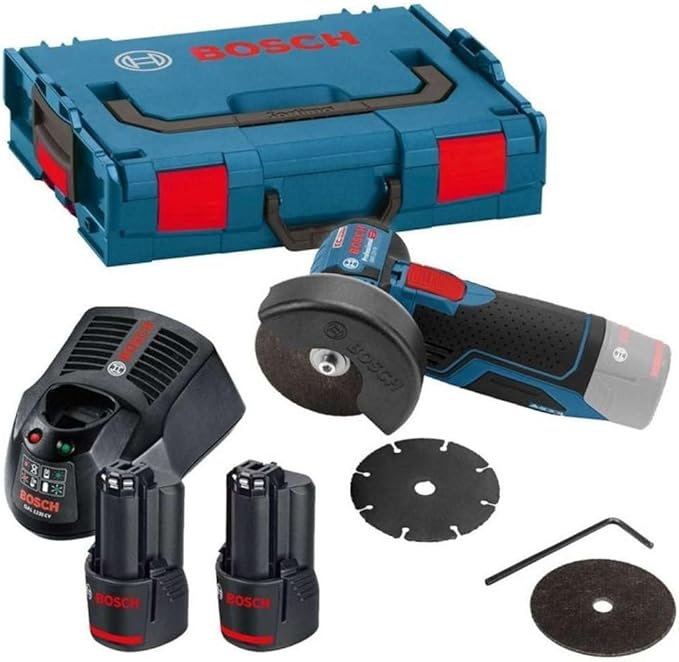 Szlifierka kątowa Bosch Professional GWS 12V-76 12 V + 2 akumulatory 3,0 Ah + L-BOXX