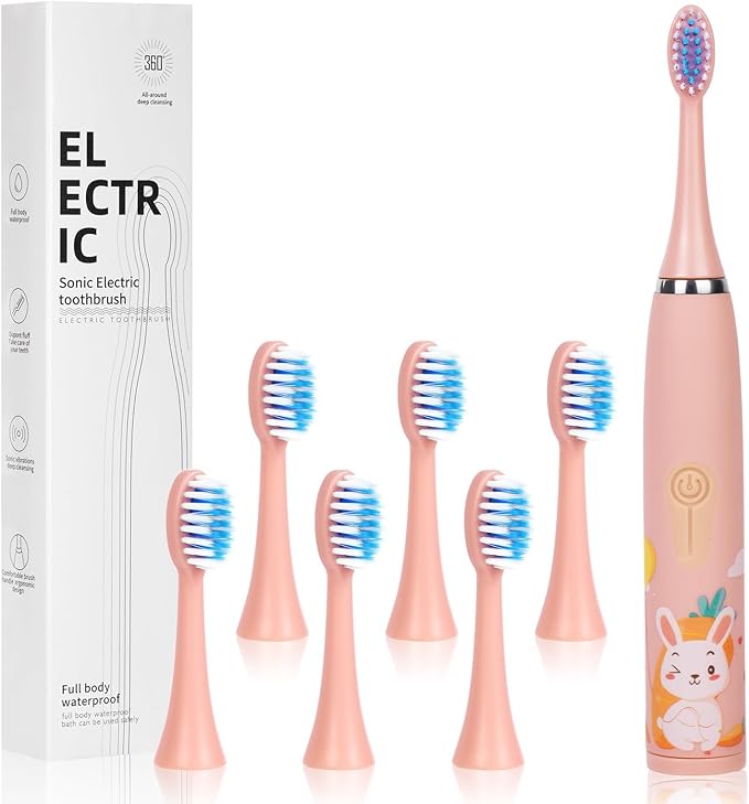 Szczoteczka do zębów elektryczna Vicloon  (dla dzieci + 6 końcówek, 4 tryby, timer)