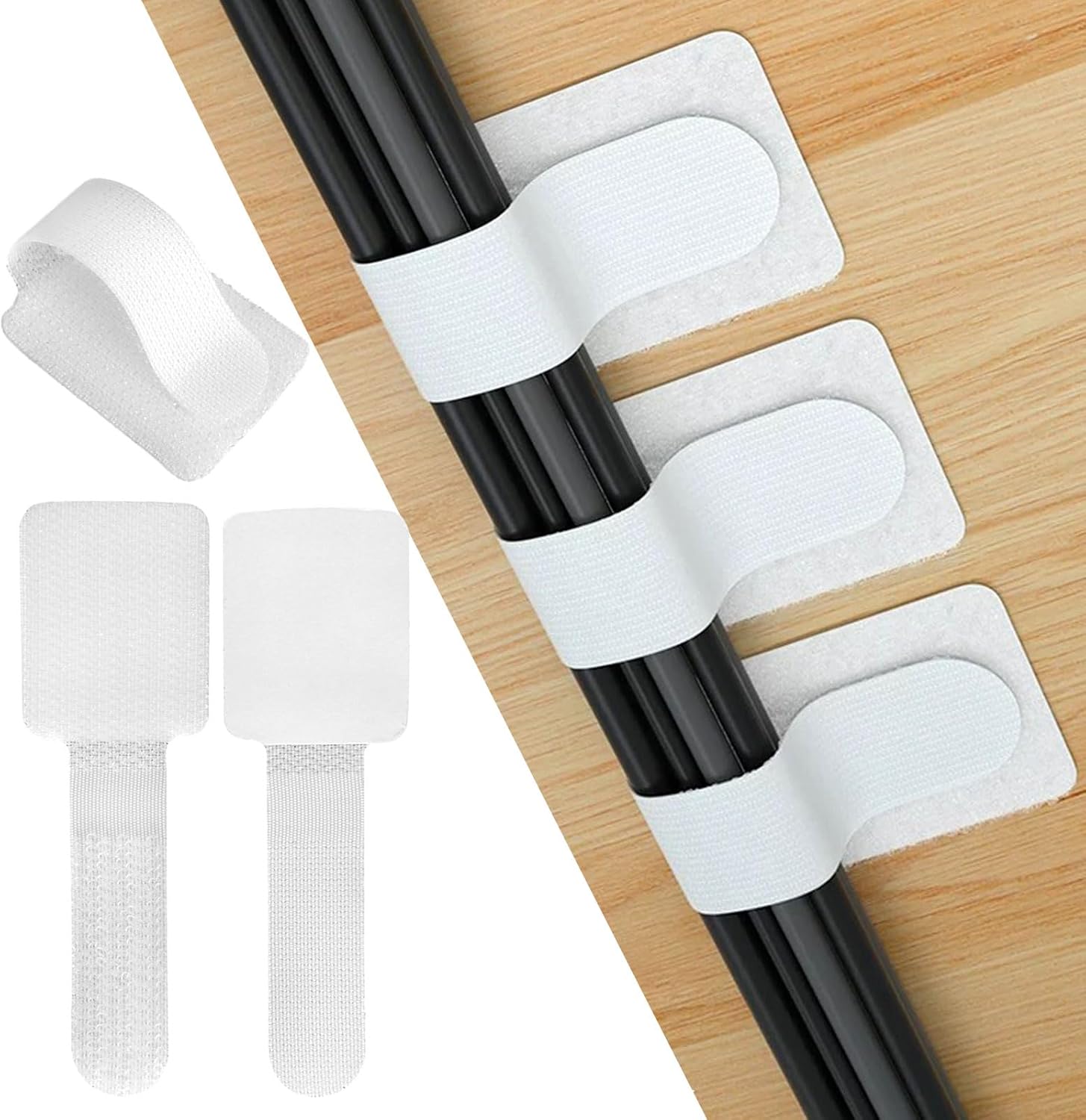 50 sztuk samoprzylepne zapięcia do zarządzania kablami (na rzep)