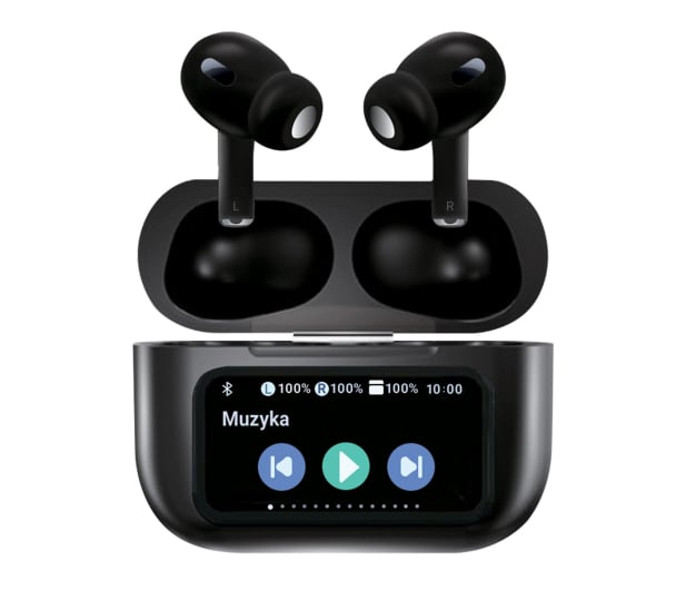 Słuchawki dokanałowe Silver Monkey Smart Buds Pro [30h pracy z etui / SBC i AAC / ANC / Wyświetlacz]