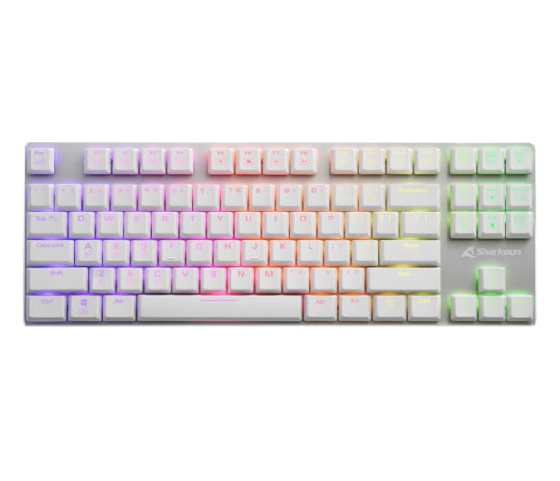 Klawiatura Sharkoon PureWriter White RGB TKL Kailh Blue (1000hz / Anti-Ghosting / N-Key Rollover / Low profile)