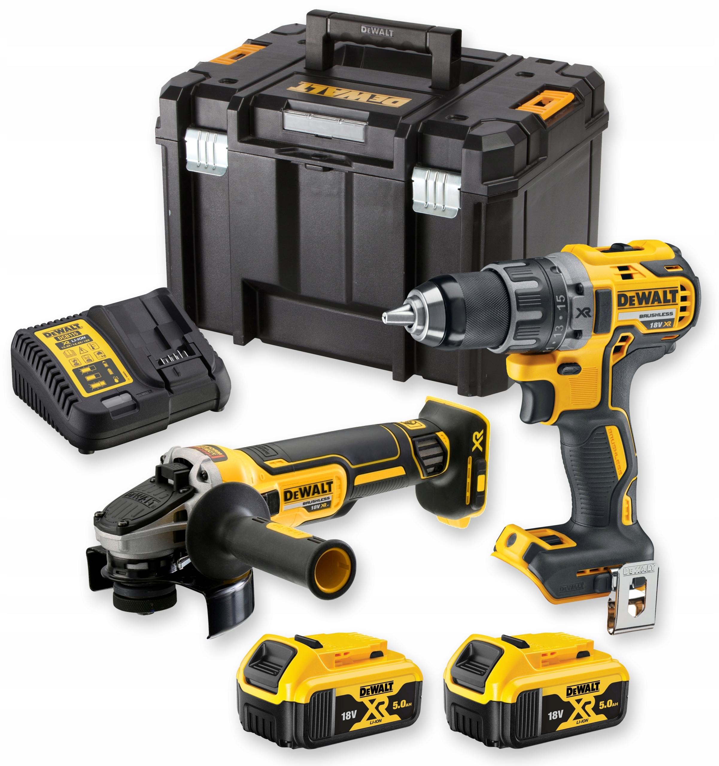 Zestaw Combo DeWALT DCK2020P2T 18V (DCD791, DCG405, 2x5AH, TSTAK VI)