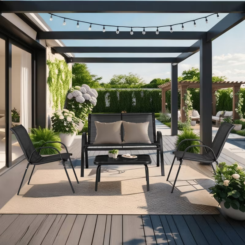 Zestaw Mebli Ogrodowych Minnesota Mebel Elite Mikrosiatka Czarny