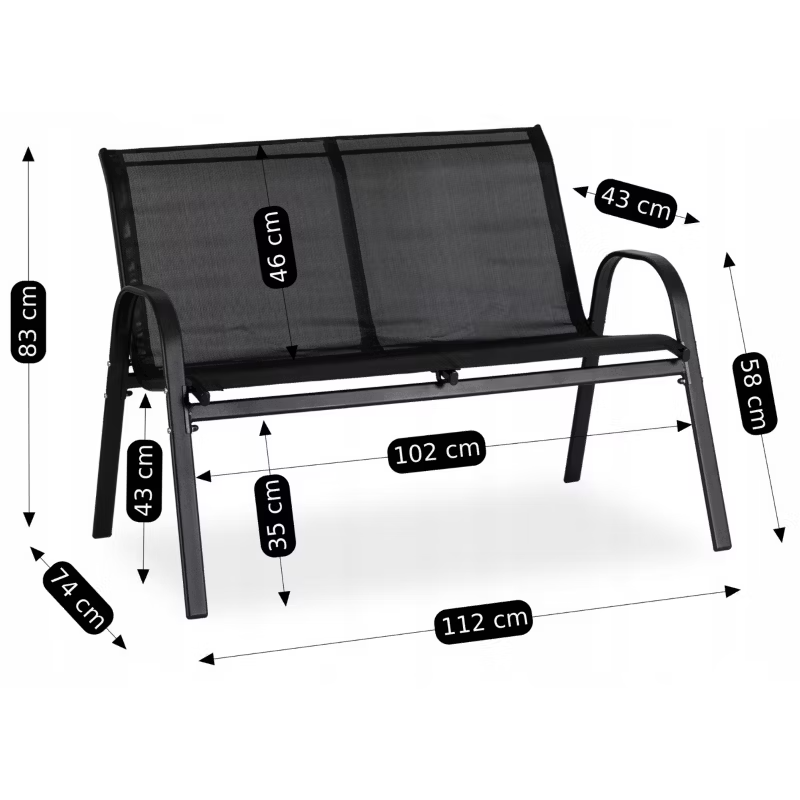 Zestaw Mebli Ogrodowych Minnesota Mebel Elite Mikrosiatka Czarny