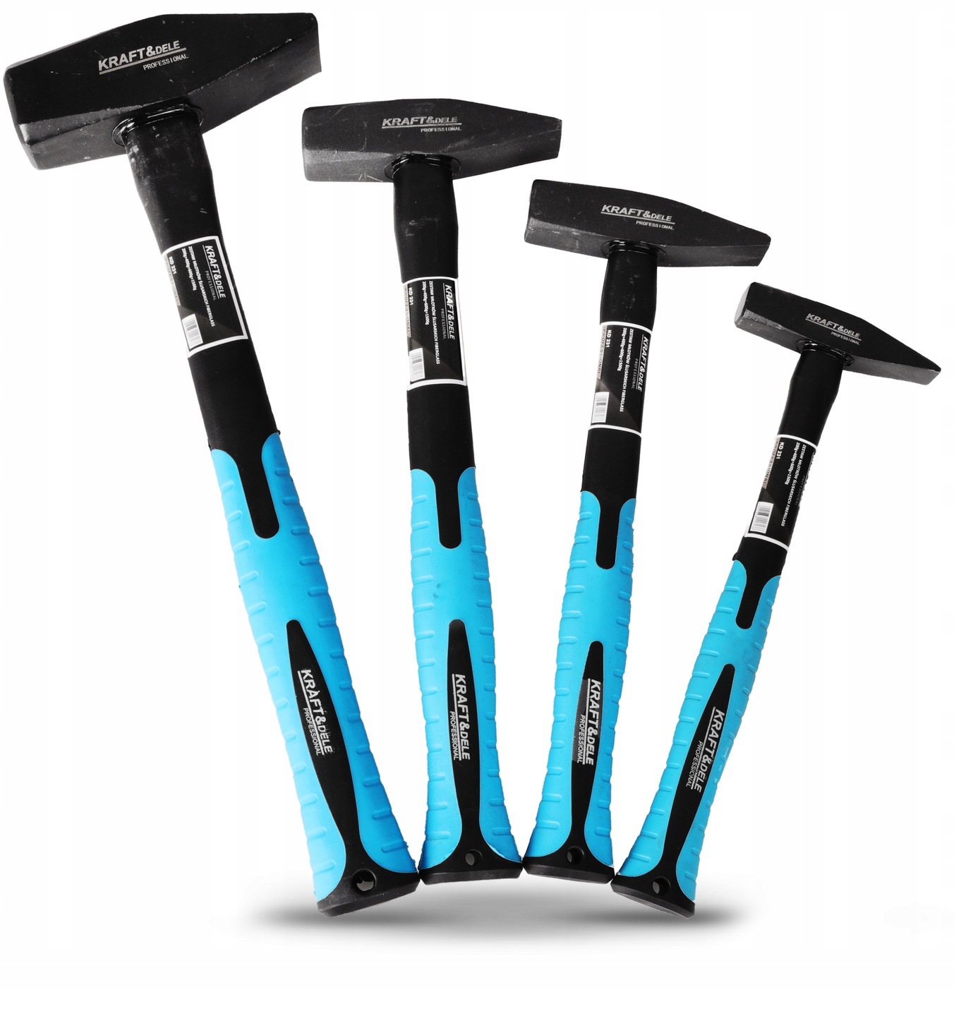 Zestaw MŁOTKÓW Ślusarskich 4 szt MŁOTEK 200, 400, 600, 1500 g GUMOWA RĄCZKA