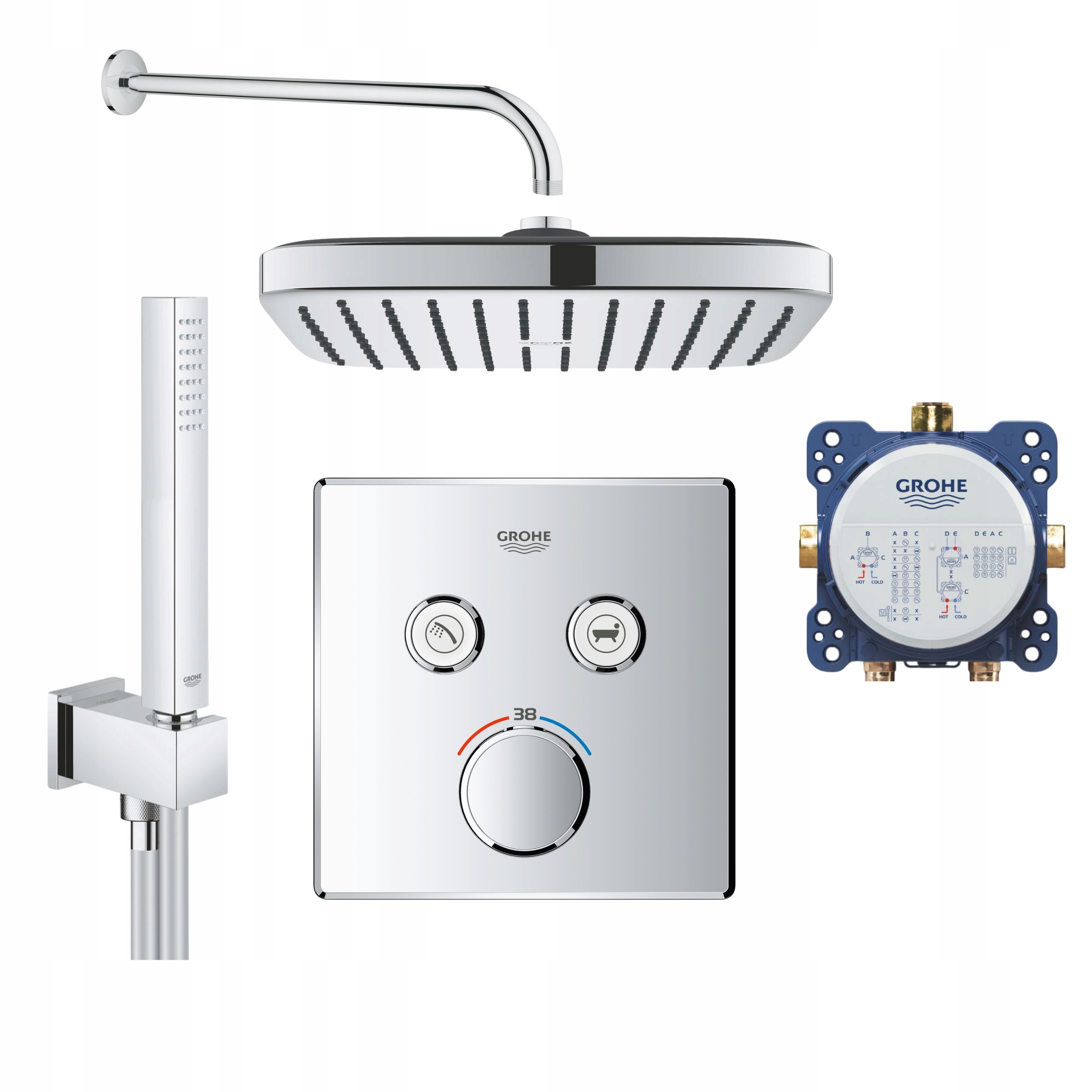 Zestaw prysznicowy GROHE 100% podtynkowy bateria termostat deszczownica
