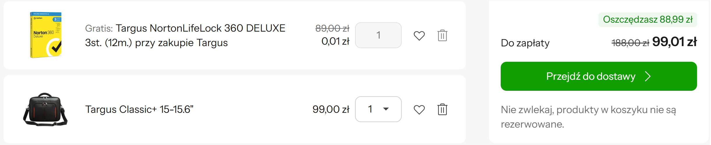 Torba na laptopa Targus Classic+ 15-15.6" + NortonLifeLock 360 DELUXE 3st. (12m.) za grosz