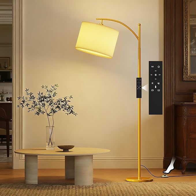 Złota lampa podłogowa GLUROO