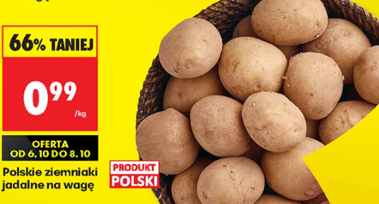 Ziemniaki pyry kartofle w Biedronce za 99 gr za kilogram