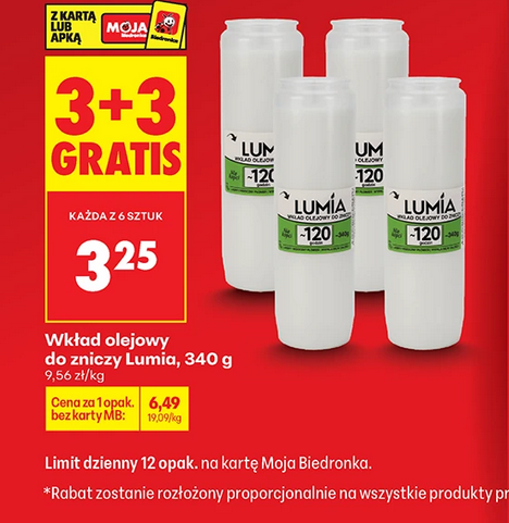 Wkład olejowy do zniczy LUMIA, 340g (3+3 GRATiS)