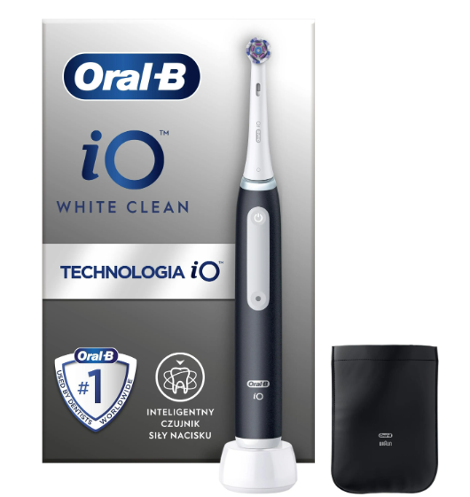 Szczoteczka magnetyczna ORAL-B iO White Clean Czarny (końcówka wybielająca + pokrowiec)